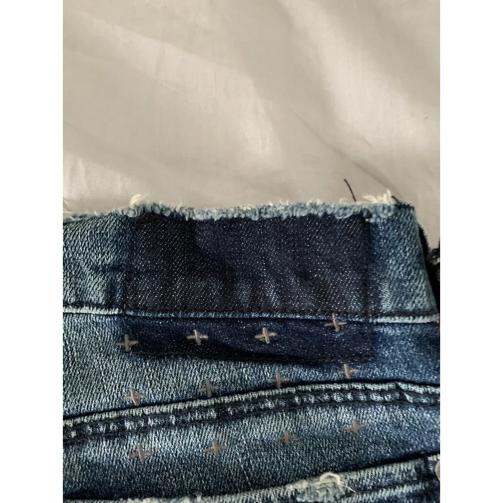 NWT Ksubi Super Skinny Ankle Zip Roadie Blue Distressed Jeans size 30